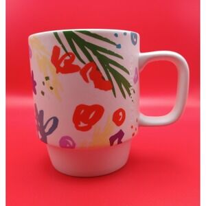 2016 Stackable STARBUCKS Spring Pink Floral Ceramic Coffee Cup Mug 12 oz 2016